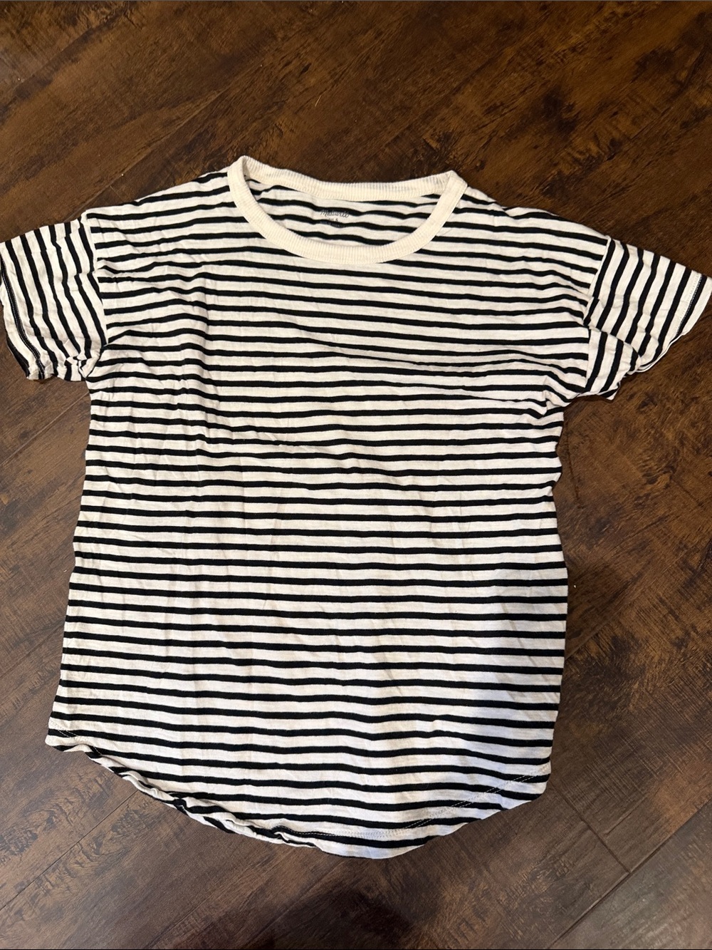 Madewell Black and White Striped Crewneck Tee